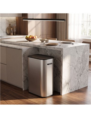 HOMCOM 55L Sensor Bin for Kitchen, Touchless Automatic Waste Rubbish Bin, Stainless Steel, Battery Operated, Silver Tone
