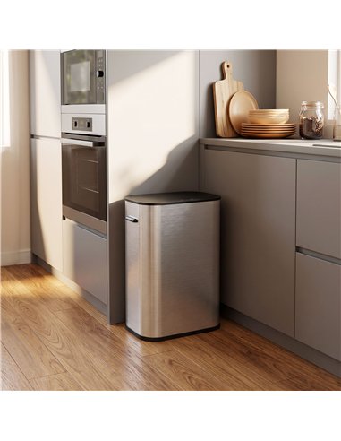 HOMCOM 55L Sensor Bin for Kitchen, Touchless Automatic Waste Rubbish Bin, Stainless Steel, Battery Operated, Silver Tone