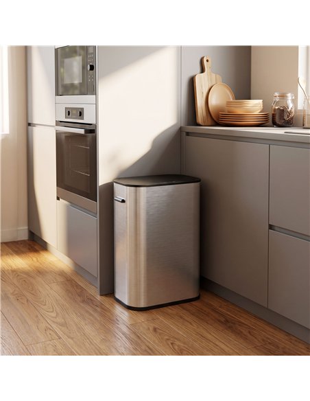 HOMCOM 55L Sensor Bin for Kitchen, Touchless Automatic Waste Rubbish Bin, Stainless Steel, Battery Operated, Silver Tone - pic 209654 | FastDaddyshop
