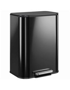 HOMCOM 50L Kitchen Bin, Metal Pedal Rubbish Bin with Soft Close and Stay-Open Lid, Removable Inner Bucket, High Gloss Black