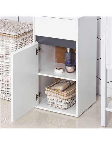 HOMCOM Modern Minimalistic Bathroom Storage Cabinet with Drawer, Adjustable Shelf, White