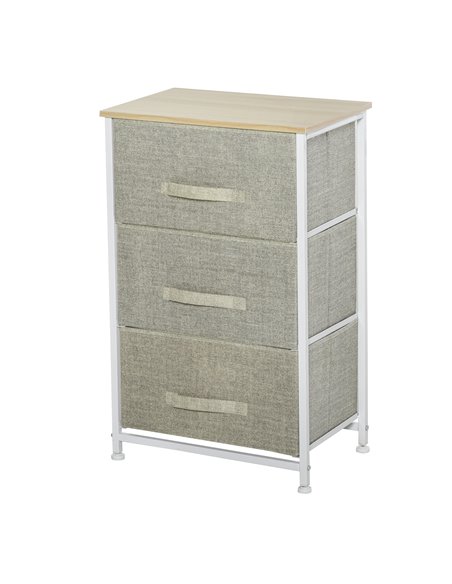 HOMCOM Vertical 3-Tier Linen Drawer Cabinet, with Metal Frame, Light Grey - pic 20967 | FastDaddyshop
