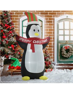 HOMCOM 8ft Inflatable Penguin & Christmas Banner Decoration Indoor Outdoor Weather-Resistant Shell Fun Cute 2