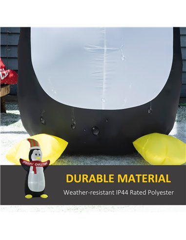 HOMCOM 8ft Inflatable Penguin & Christmas Banner Decoration Indoor Outdoor Weather-Resistant Shell Fun Cute