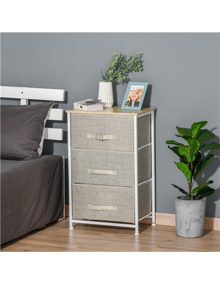 HOMCOM Vertical 3-Tier Linen Drawer Cabinet, with Metal Frame, Light Grey - pic 20968 | FastDaddyshop
