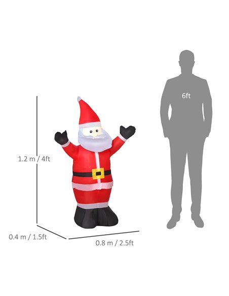 HOMCOM 4ft Inflatable Christmas Santa Claus Xmas Decoration 1 LED Holiday Air Blown Yard Outdoor Décor - pic 209684 | FastDaddyshop