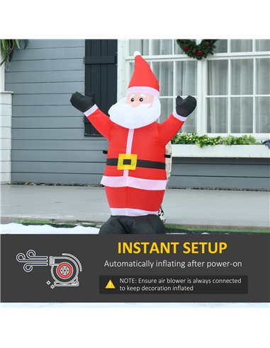 HOMCOM 4ft Inflatable Christmas Santa Claus Xmas Decoration 1 LED Holiday Air Blown Yard Outdoor Décor