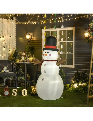 HOMCOM 6ft Giant Inflatable Snowman Christmas Decoration w/ LED Lights Accessories Cute Family Fun Seasonal Outdoor Indoor