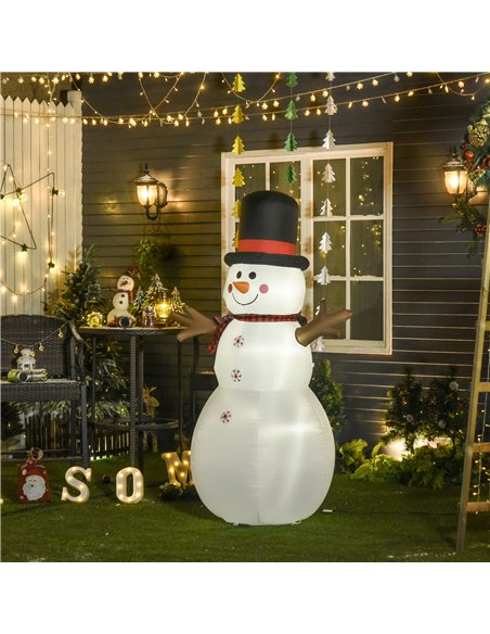 HOMCOM 6ft Giant Inflatable Snowman Christmas Decoration w/ LED Lights Accessories Cute Family Fun Seasonal Outdoor Indoor - pic 209692 | FastDaddyshop