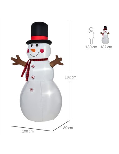 HOMCOM 6ft Giant Inflatable Snowman Christmas Decoration w/ LED Lights Accessories Cute Family Fun Seasonal Outdoor Indoor