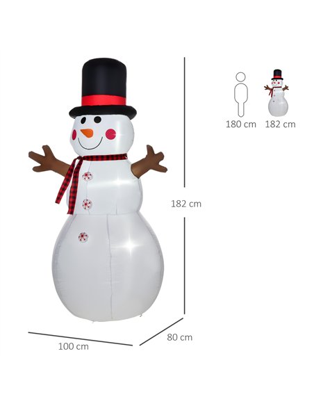 HOMCOM 6ft Giant Inflatable Snowman Christmas Decoration w/ LED Lights Accessories Cute Family Fun Seasonal Outdoor Indoor - pic 209693 | FastDaddyshop