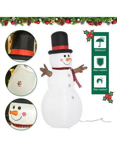 HOMCOM 6ft Giant Inflatable Snowman Christmas Decoration w/ LED Lights Accessories Cute Family Fun Seasonal Outdoor Indoor