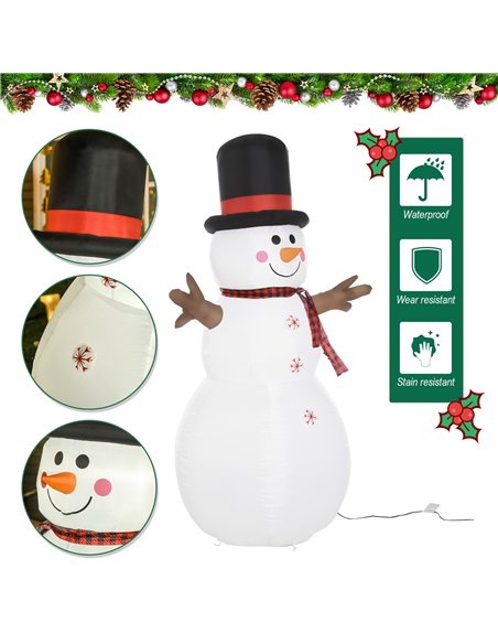 HOMCOM 6ft Giant Inflatable Snowman Christmas Decoration w/ LED Lights Accessories Cute Family Fun Seasonal Outdoor Indoor - pic 209695 | FastDaddyshop