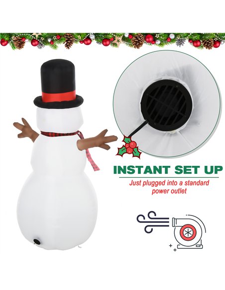 HOMCOM 6ft Giant Inflatable Snowman Christmas Decoration w/ LED Lights Accessories Cute Family Fun Seasonal Outdoor Indoor - pic 209696 | FastDaddyshop