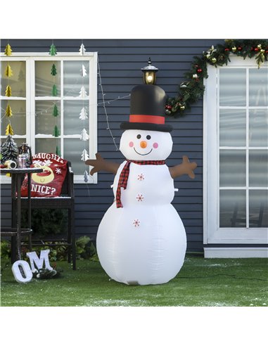 HOMCOM 6ft Giant Inflatable Snowman Christmas Decoration w/ LED Lights Accessories Cute Family Fun Seasonal Outdoor Indoor