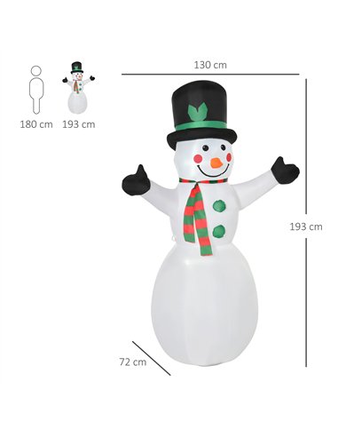 HOMCOM 6.5ft Inflatable Snowman LED Christmas Xmas Air Blown Holiday Decoration Outdoor Garden Decor