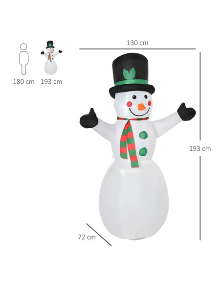 HOMCOM 6.5ft Inflatable Snowman LED Christmas Xmas Air Blown Holiday Decoration Outdoor Garden Decor - pic 209702 | FastDaddyshop