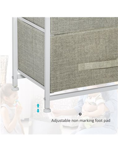 HOMCOM Vertical 3-Tier Linen Drawer Cabinet, with Metal Frame, Light Grey