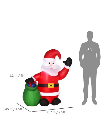 HOMCOM Inflatable Blow up Christmas Santa Claus 4ft LED Yard Holiday Decoration - pic 209711 | FastDaddyshop