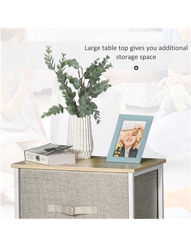 HOMCOM Vertical 3-Tier Linen Drawer Cabinet, with Metal Frame, Light Grey