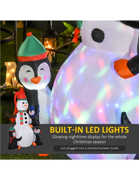 HOMCOM 6ft Inflatable Christmas Snowman with Three Penguins LED Xmas Décor Holiday Outdoor Yard Decoration - pic 209721 | FastDaddyshop