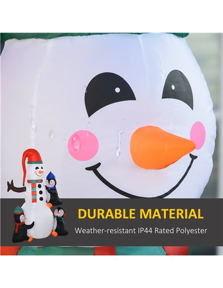 HOMCOM 6ft Inflatable Christmas Snowman with Three Penguins LED Xmas Décor Holiday Outdoor Yard Decoration - pic 209722 | FastDaddyshop