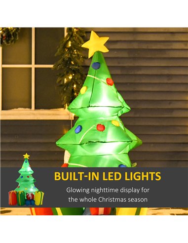 HOMCOM 5ft Inflatable Christmas Tree Xmas Air Blown Holiday Decoration LED Lawn Yard Outdoor Ornaments