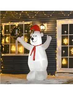 HOMCOM 6ft Tall Outdoor Inflatable Bear Airblown Projection Holiday Christmas Lawn Décor 2
