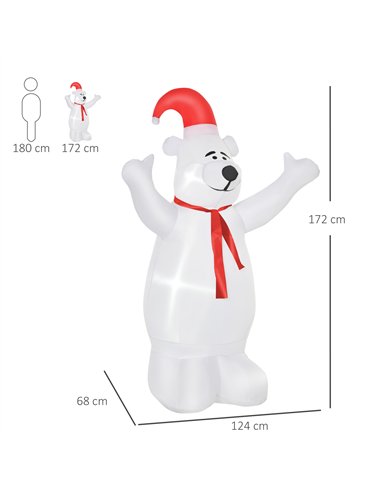HOMCOM 6ft Tall Outdoor Inflatable Bear Airblown Projection Holiday Christmas Lawn Décor