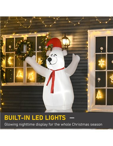 HOMCOM 6ft Tall Outdoor Inflatable Bear Airblown Projection Holiday Christmas Lawn Décor
