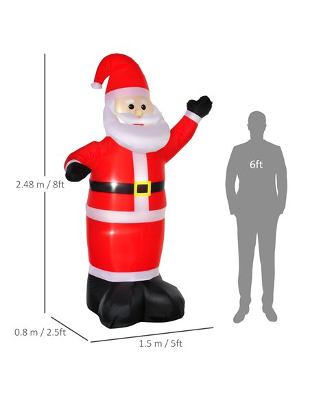 HOMCOM 8ft Inflatable Christmas Santa Claus Xmas Decoration with LED Holiday Air Blown Yard Outdoor Décor - pic 209747 | FastDaddyshop