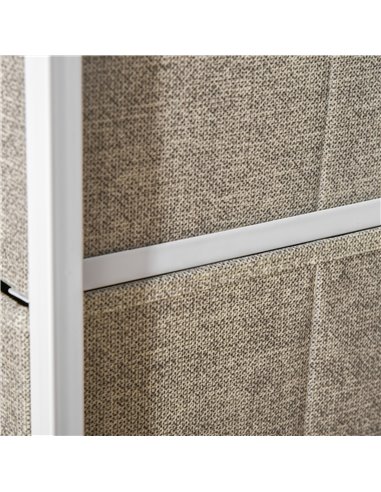 HOMCOM Vertical 3-Tier Linen Drawer Cabinet, with Metal Frame, Light Grey