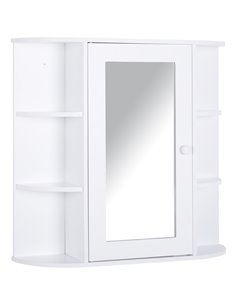 HOMCOM Wall Mounted Bathroom Cabinet with Mirror Single Door, 2-tier Inner Shelves, White