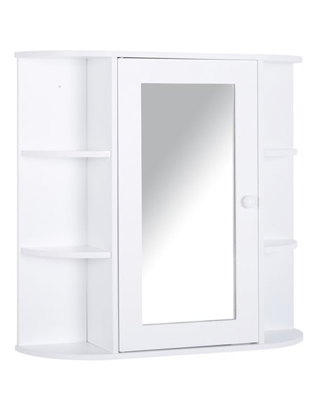 HOMCOM Wall Mounted Bathroom Cabinet with Mirror Single Door, 2-tier Inner Shelves, White - pic 20976 | FastDaddyshop