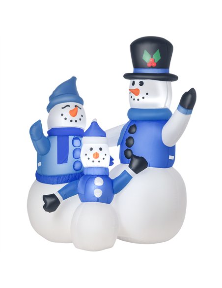 HOMCOM 4ft Inflatable Christmas Snowmen Family Xmas LED Outdoor Indoor Holiday Decorations Yard - pic 209763 | FastDaddyshop
