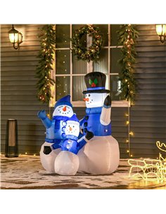 HOMCOM 4ft Inflatable Christmas Snowmen Family Xmas LED Outdoor Indoor Holiday Decorations Yard 2