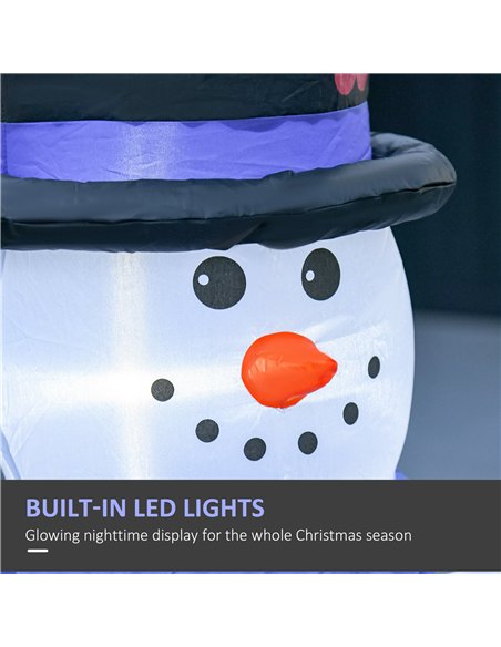 HOMCOM 4ft Inflatable Christmas Snowmen Family Xmas LED Outdoor Indoor Holiday Decorations Yard - pic 209766 | FastDaddyshop