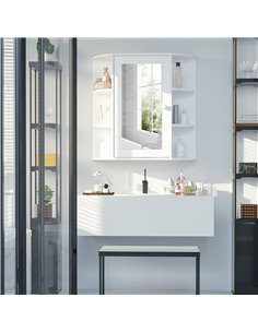 HOMCOM Wall Mounted Bathroom Cabinet with Mirror Single Door, 2-tier Inner Shelves, White 2