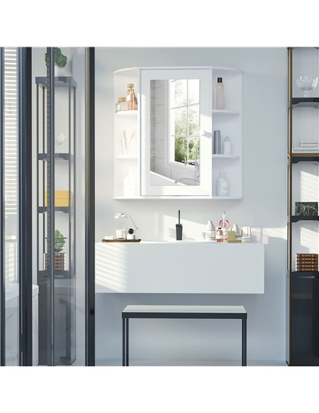 HOMCOM Wall Mounted Bathroom Cabinet with Mirror Single Door, 2-tier Inner Shelves, White - pic 20977 | FastDaddyshop