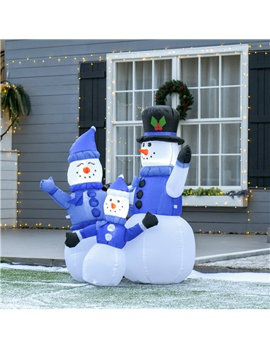 HOMCOM 4ft Inflatable Christmas Snowmen Family Xmas LED Outdoor Indoor Holiday Decorations Yard