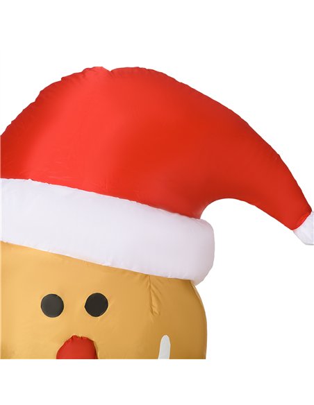 HOMCOM 6ft Christmas Inflatable Gingerbread Man & Santa Hat Safe Outdoor Decoration w/ Accessories - pic 209779 | FastDaddyshop