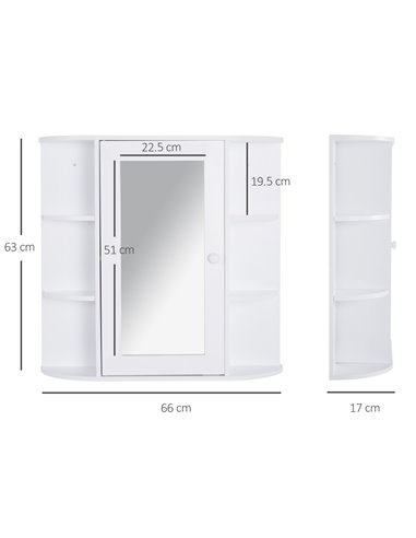 HOMCOM Wall Mounted Bathroom Cabinet with Mirror Single Door, 2-tier Inner Shelves, White