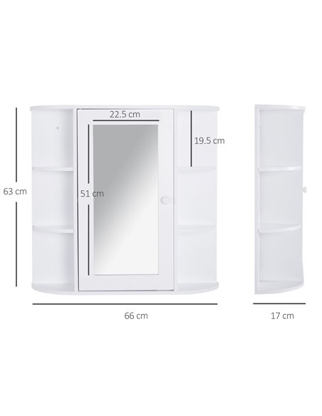 HOMCOM Wall Mounted Bathroom Cabinet with Mirror Single Door, 2-tier Inner Shelves, White - pic 20978 | FastDaddyshop