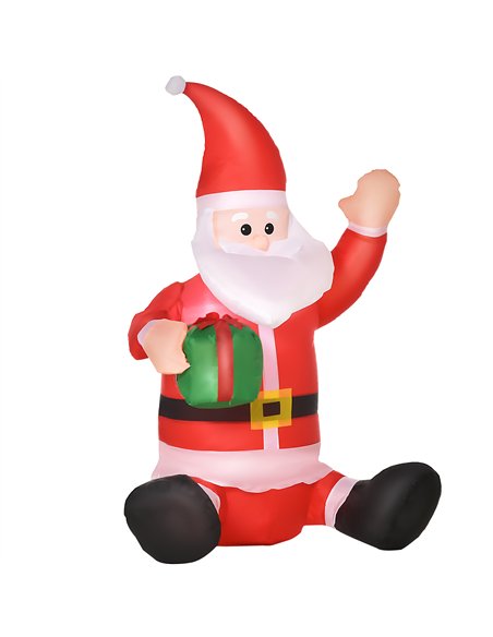 HOMCOM 4ft Inflatable Christmas Santa Claus Gift with LED Xmas Décor Holiday Outdoor Yard Decoration - pic 209781 | FastDaddyshop
