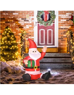 HOMCOM 4ft Inflatable Christmas Santa Claus Gift with LED Xmas Décor Holiday Outdoor Yard Decoration 2