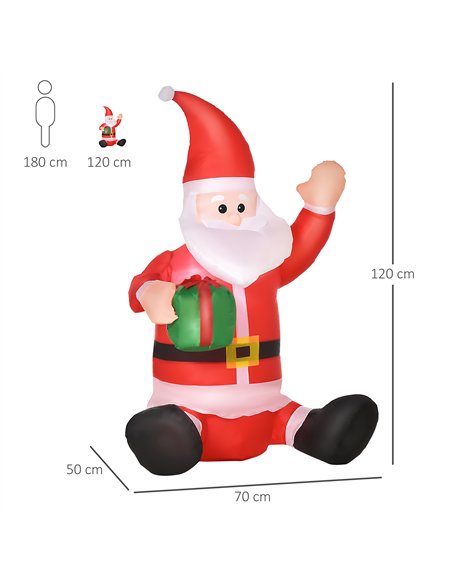 HOMCOM 4ft Inflatable Christmas Santa Claus Gift with LED Xmas Décor Holiday Outdoor Yard Decoration - pic 209783 | FastDaddyshop