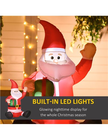 HOMCOM 4ft Inflatable Christmas Santa Claus Gift with LED Xmas Décor Holiday Outdoor Yard Decoration
