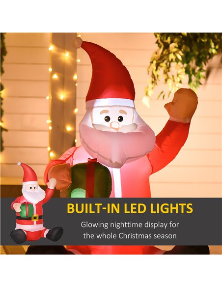 HOMCOM 4ft Inflatable Christmas Santa Claus Gift with LED Xmas Décor Holiday Outdoor Yard Decoration - pic 209784 | FastDaddyshop