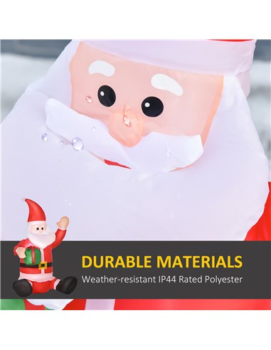 HOMCOM 4ft Inflatable Christmas Santa Claus Gift with LED Xmas Décor Holiday Outdoor Yard Decoration