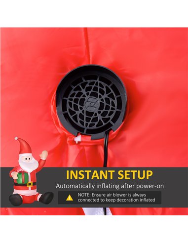 HOMCOM 4ft Inflatable Christmas Santa Claus Gift with LED Xmas Décor Holiday Outdoor Yard Decoration